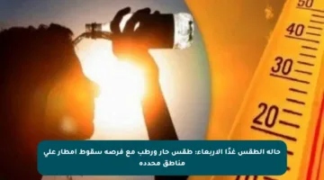 حالة الطقس غدًا الأربعاء: طقس حار ورطب مع فرصة سقوط أمطار على مناطق محددة